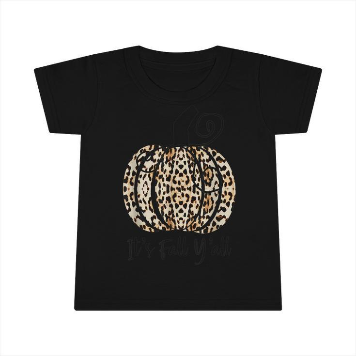 Its Fall Yall Cute Leopard Print Girl Pumpkin Halloween  Infant Tshirt