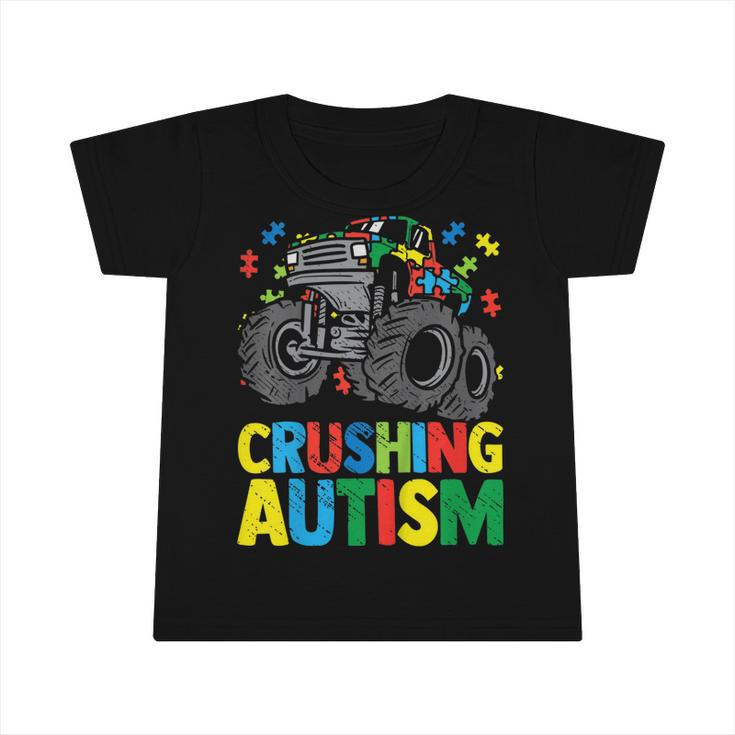 Kids Monster Truck Crushing Austim  Autism Awareness  Infant Tshirt