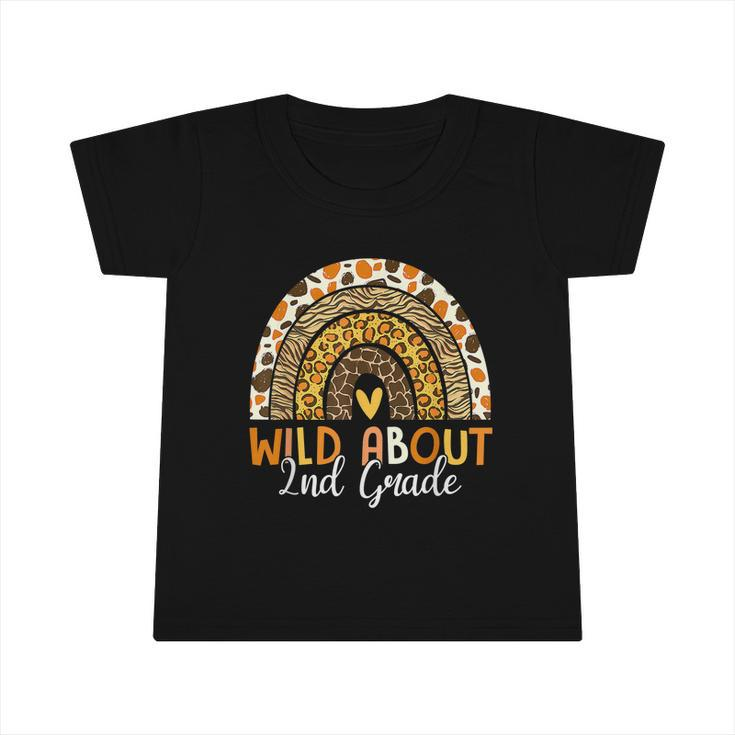 Wild About 2Nd Grade Teacher Back To School Leopard Rainbow Infant Tshirt