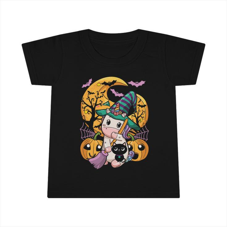 Witchy Unicorn Girls Halloween Cute Unicorn Pumpkin Graphic Design Printed Casual Daily Basic Infant Tshirt