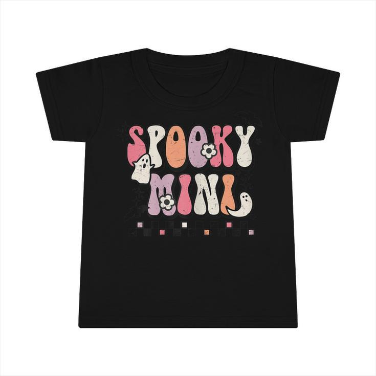 Womens Spooky Mini Cool Mini Funny Floral Ghost Halloween Vibes  Infant Tshirt