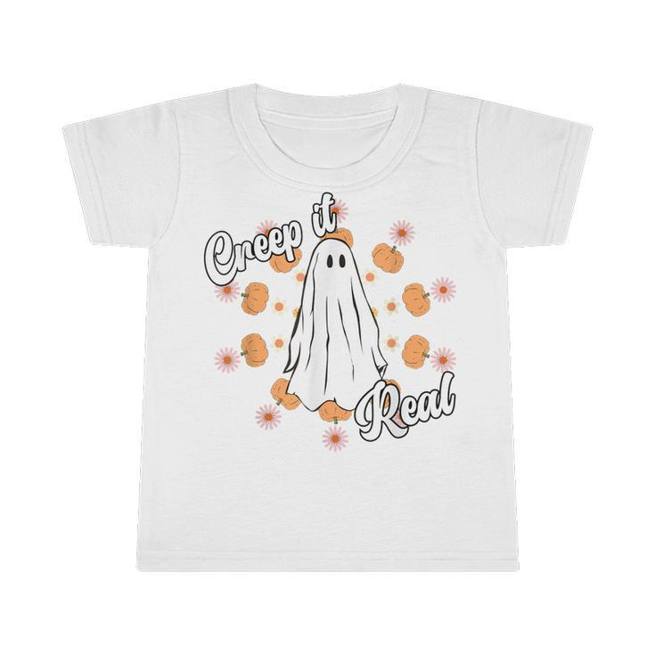 Creep It Real Vintage Ghost Pumkin Retro Groovy  Infant Tshirt