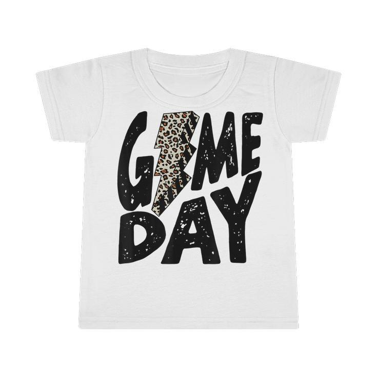 Game Day  Game Day Leopard Lightning Bolt Retro Trendy  Infant Tshirt