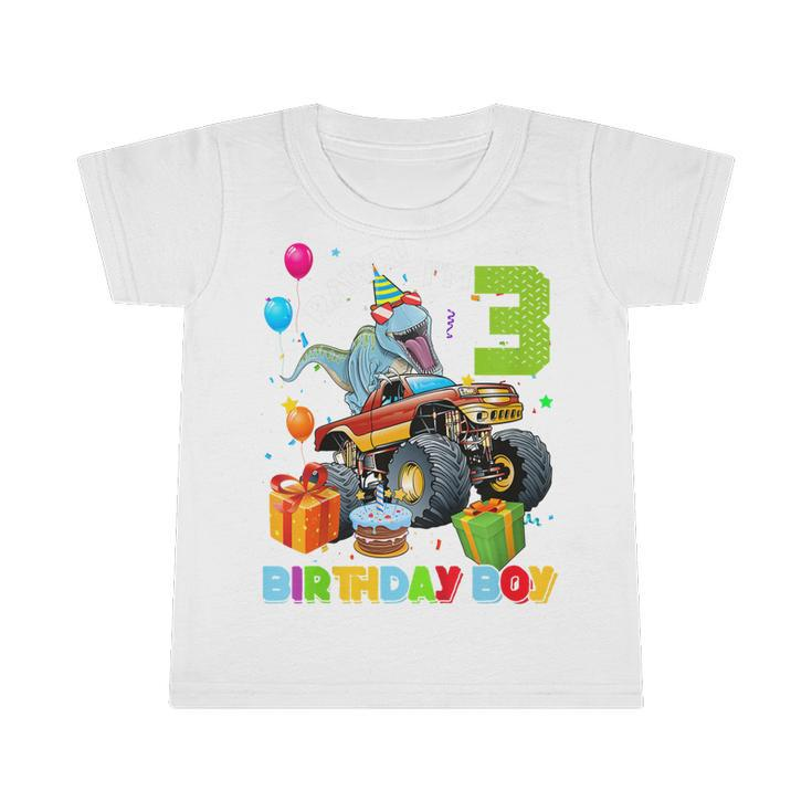 Kids 3 Year Old Monster Truck Dinosaur 3Rd Birthday Boys Toddler  Infant Tshirt