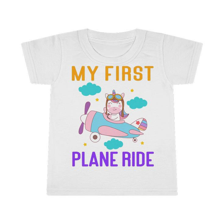 Kids First Time Flying My First Airplane Ride  Boys Girls   Infant Tshirt