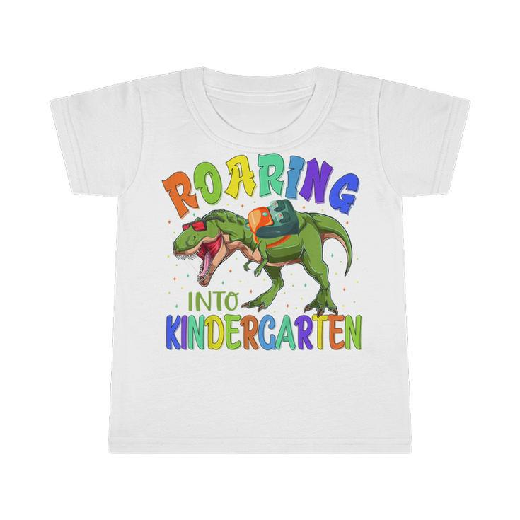 Kids Kids Roaring Into Kindergarten Funny First Day Of School  Infant Tshirt