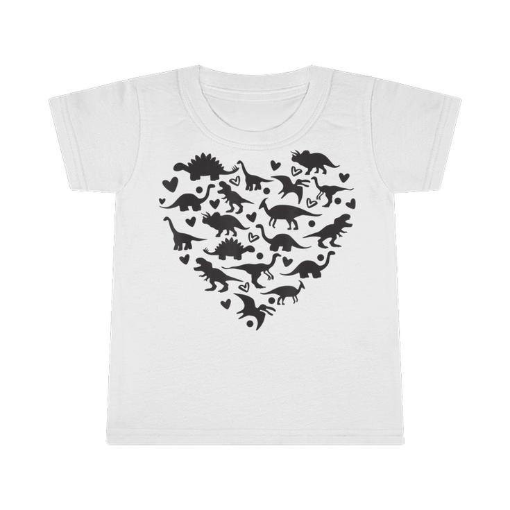 Types Of Dinosaurs Heart Dino Identification Boys Girls Kids Infant Tshirt