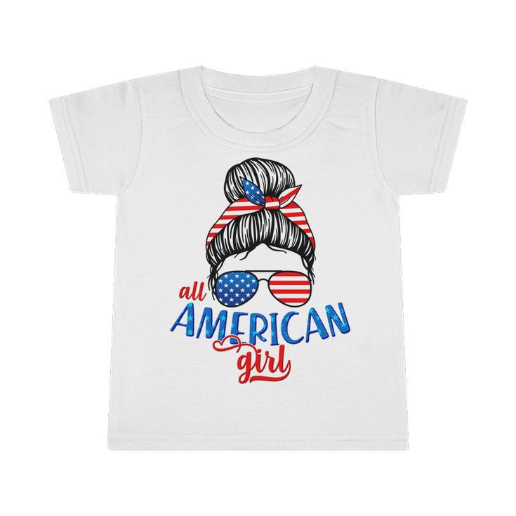 Cute All American Girl Usa Flag Infant Tshirt