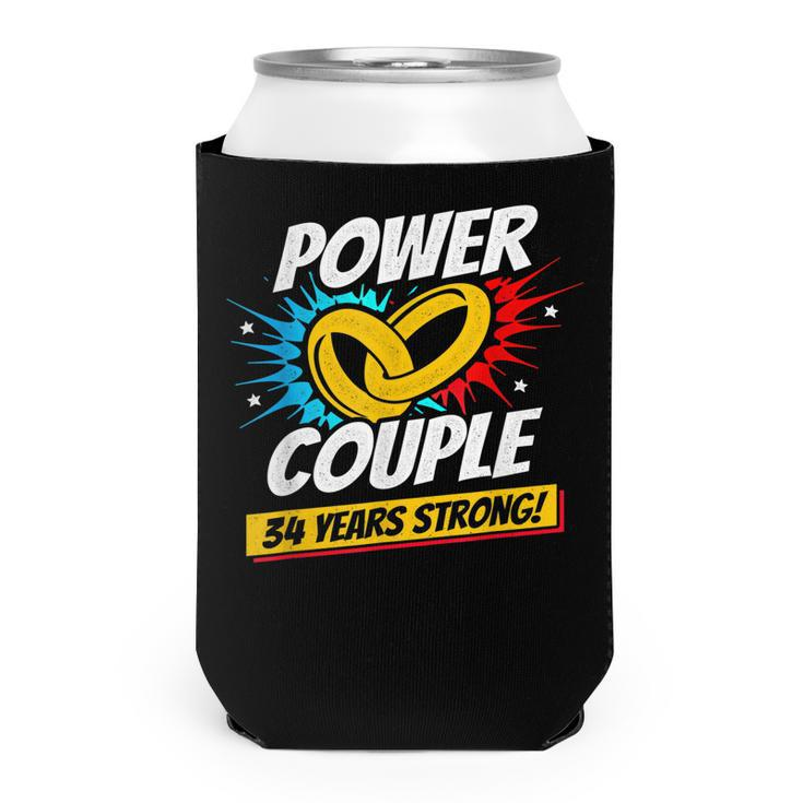 Married 34 Years Power Couple 34Th Wedding Anniversary Can Cooler