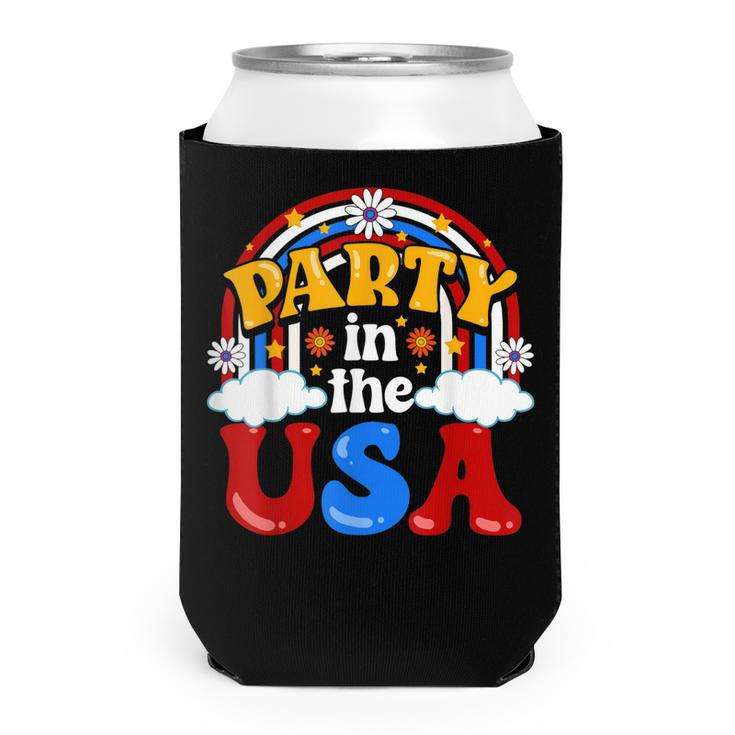 Party In The Usa Vintage Daisy Flowers 4Th Of July Patriotic Can Cooler