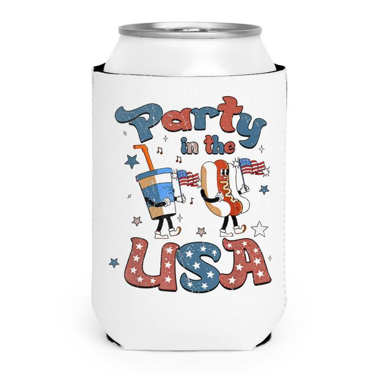 Funny Party In The Usa 4Th Of July Hot Dog Patriotic Kid  V2 Can Cooler