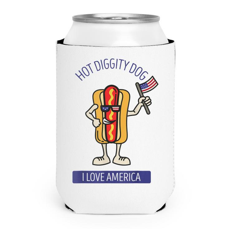 Hot Diggity Dog July 4Th Patriotic Bbq Picnic Usa Funny  Can Cooler