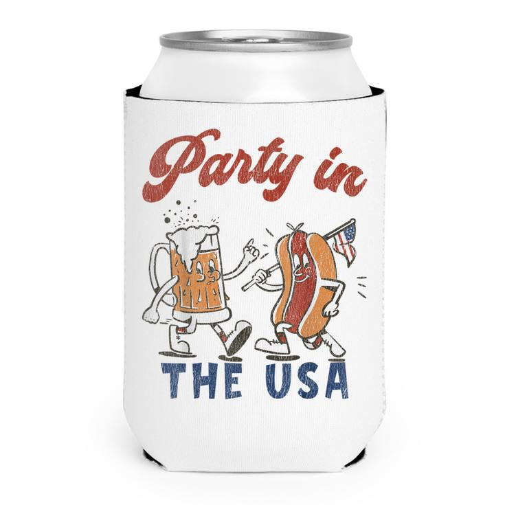 Party In The Usa  Hot Dog Love Usa Funny Fourth Of July  Can Cooler