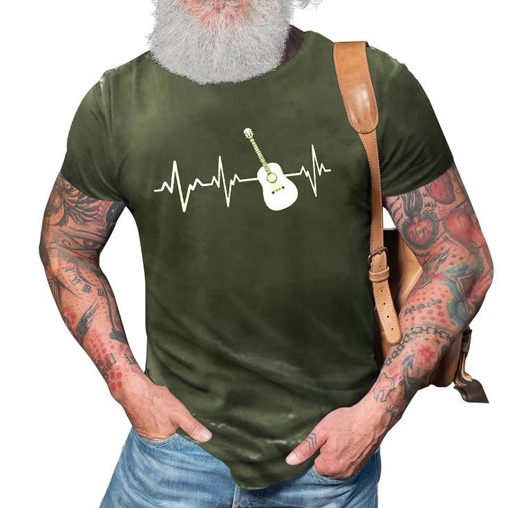 Acoustic Guitar Heartbeat Gift Instrument Guitarist 3D Print Casual Tshirt