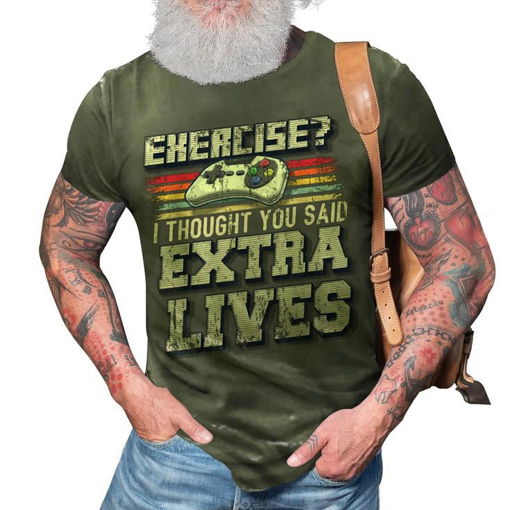 Extra Lives Funny Video Game Controller Retro Gamer Boys V10 3D Print Casual Tshirt