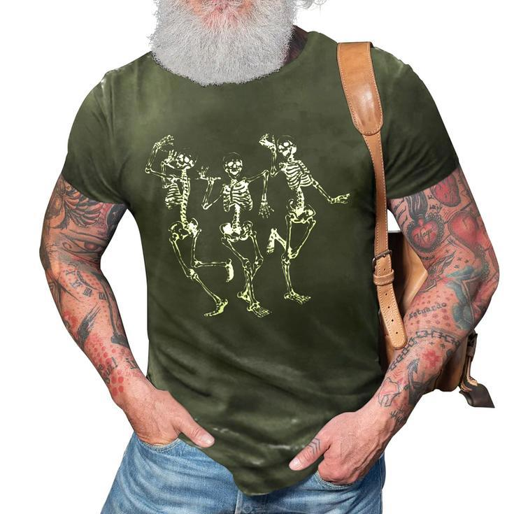 Funny Halloween Spooky Bones Skull Dancing Skeleton 3D Print Casual Tshirt