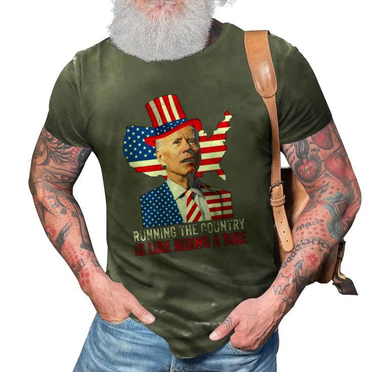 Running The Country Is Like Riding A Bike Anti Biden 3D Print Casual Tshirt