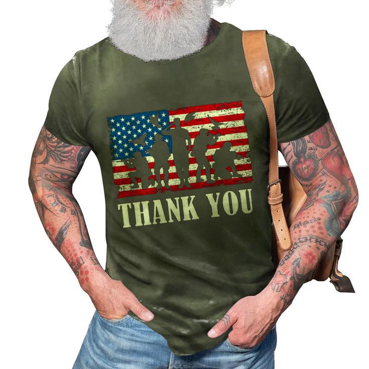 Thank You Army Memorial Day Partiotic Military Veteran Gift 3D Print Casual Tshirt