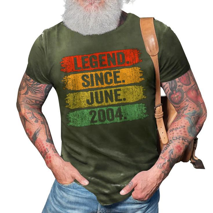 18Th Birthday Legend Since June 2004 18 Years Old Vintage  3D Print Casual Tshirt