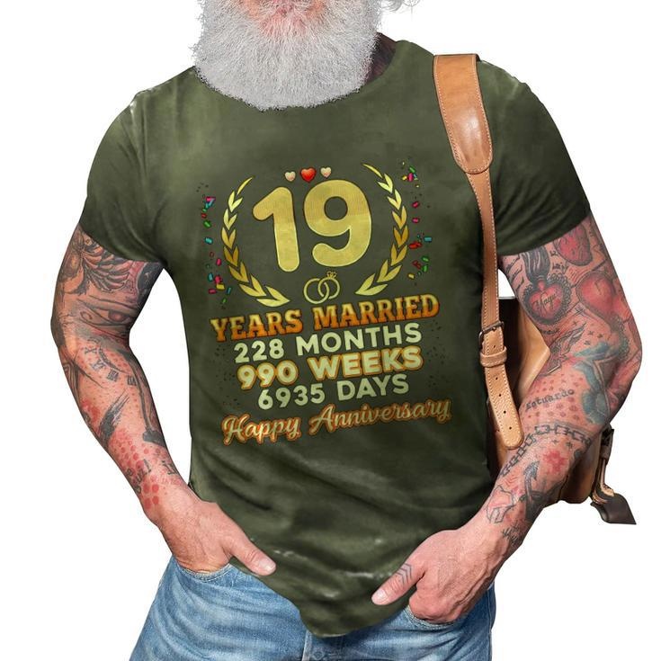 19 Years Married Happy 19Th Wedding Anniversary Couple Ring 3D Print Casual Tshirt