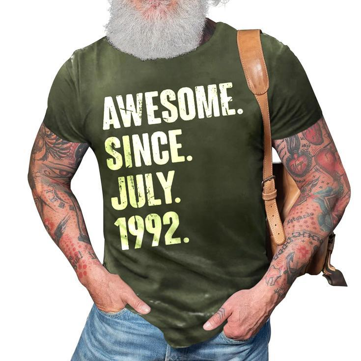 30 Year Old Gift 30Th Birthday Awesome Since July 1992   3D Print Casual Tshirt