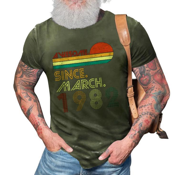 41St Birthday Vintage Awesome Since March 1982 41 Years 3D Print Casual Tshirt