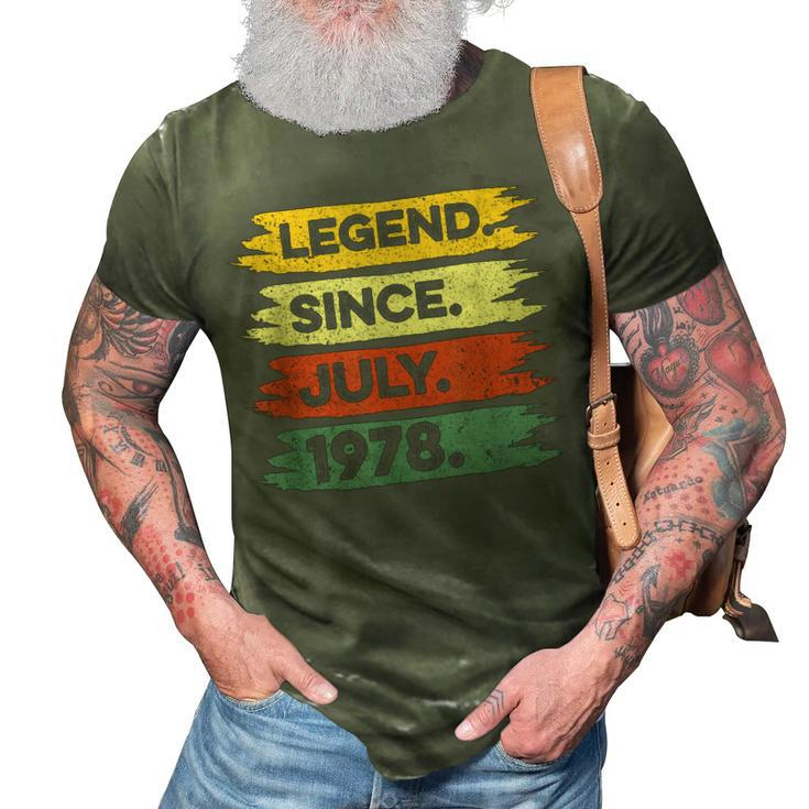 44Th Birthday Retro Vintage Legend Since July 1978  3D Print Casual Tshirt