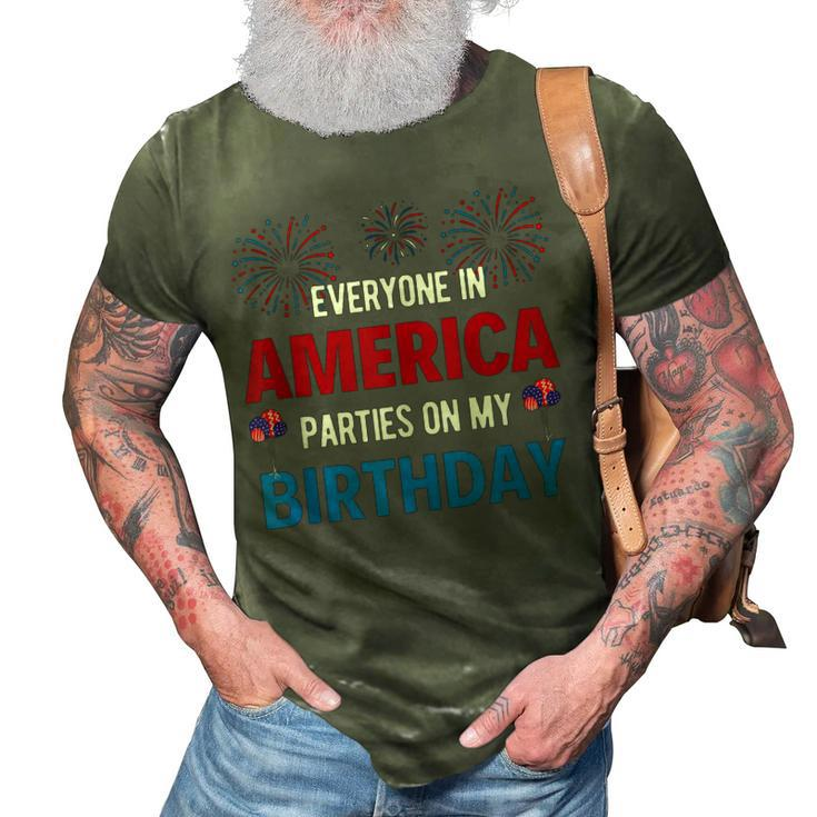 4Th Of July Birthday Funny Birthday Born On 4Th Of July  3D Print Casual Tshirt