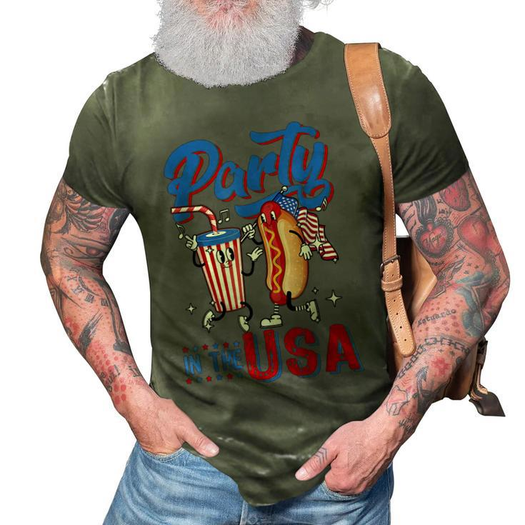 4Th Of July Food Party In The Usa Funny Hot Dog Lover  3D Print Casual Tshirt