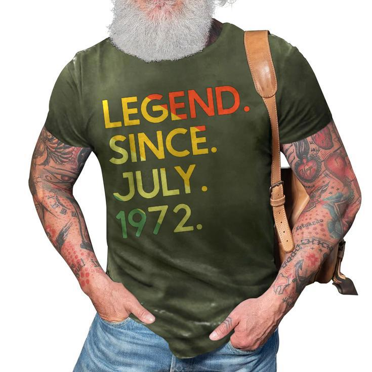 50 Years Old Vintage Legend Since July 1972 50Th Birthday  3D Print Casual Tshirt