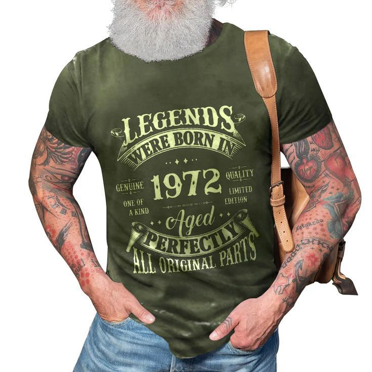 50Th Birthday Funny Gift Vintage Legends Born In 1972 50 Years Old Graphic Design Printed Casual Daily Basic 3D Print Casual Tshirt