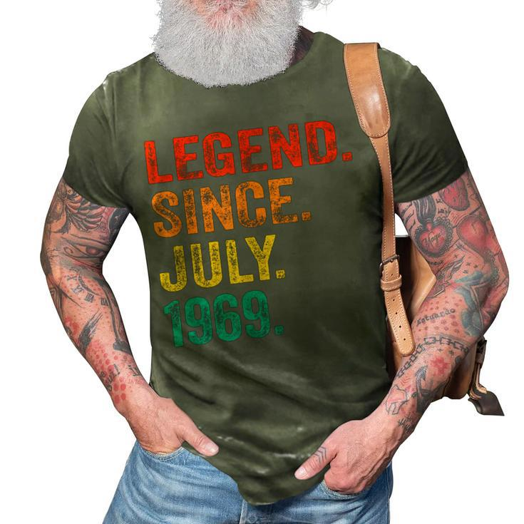 53Rd Birthday Legend Since July 1969 53 Years Old Vintage  3D Print Casual Tshirt