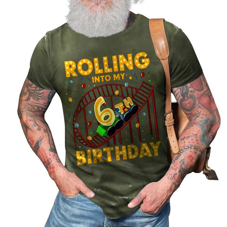 6Th Birthday Rollercoaster Amusement Park Boys Girl Birthday  3D Print Casual Tshirt