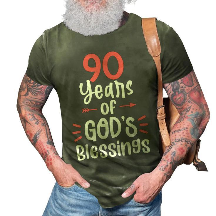 90 Years Of Gods Blessings 90 Year Old Happy 90Th Birthday  3D Print Casual Tshirt
