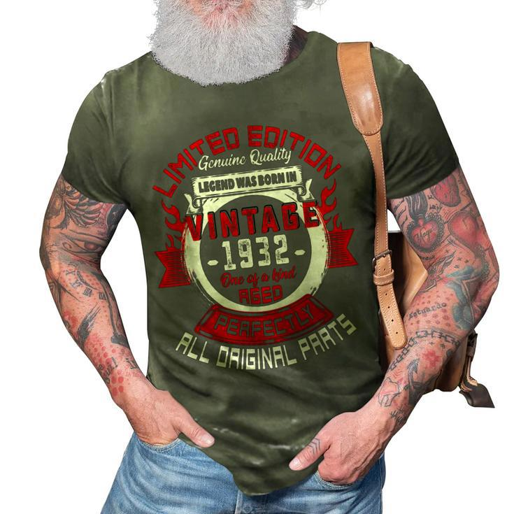 90Th Birthday Gift Vintage Legends Born In 1932 90 Years Old  3D Print Casual Tshirt
