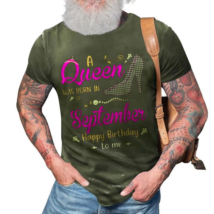 A Queen Was Born In September Birthday For Women Girl Ladies  3D Print Casual Tshirt