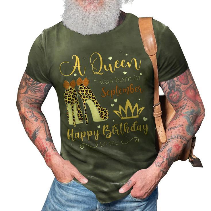 A Queen Was Born In September Birthday For Women Leopard  3D Print Casual Tshirt