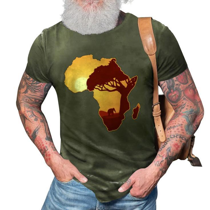 Africa Elephant Map African Safari  3D Print Casual Tshirt