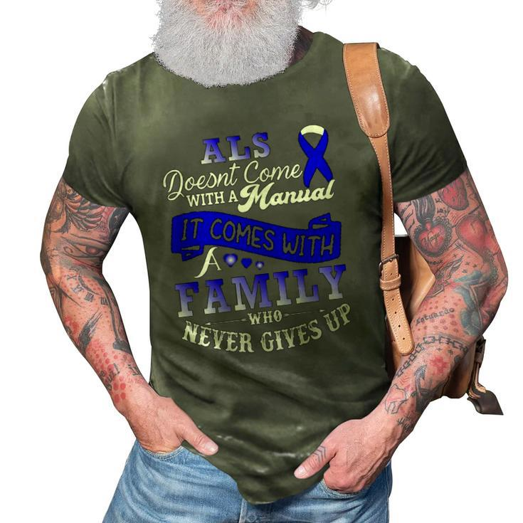 Als Awareness Support Als Fighter Als Warrior Als Family 3D Print Casual Tshirt