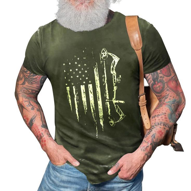 American Flag Bowhunting Bow Archery Gift For Deer Hunter  3D Print Casual Tshirt