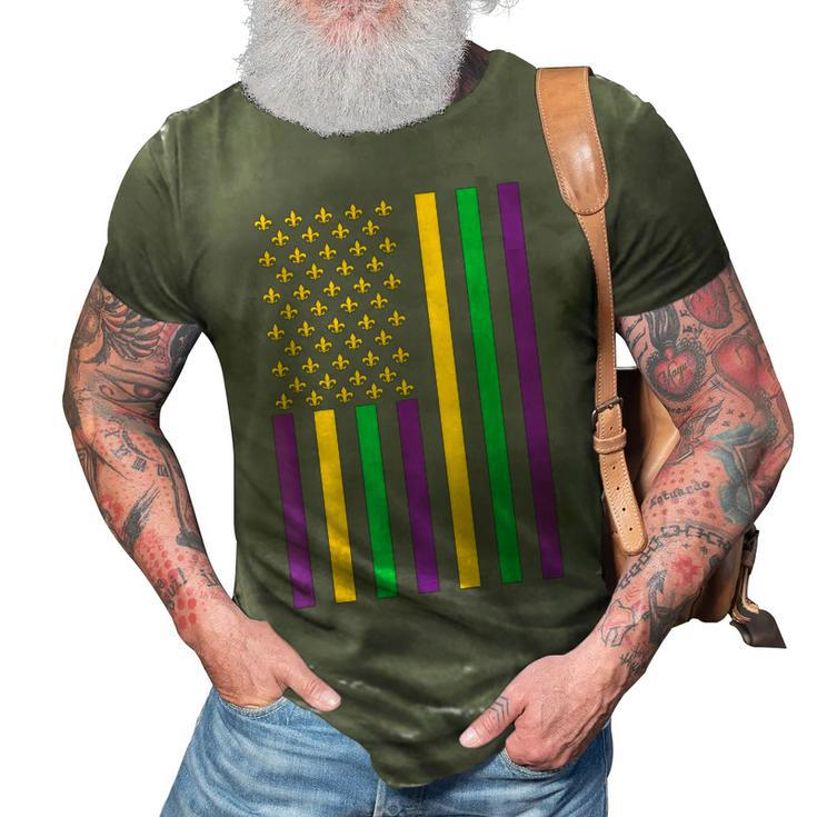 American Flag Mardi Gras  Mardi Gras Crawfish Outfit  3D Print Casual Tshirt