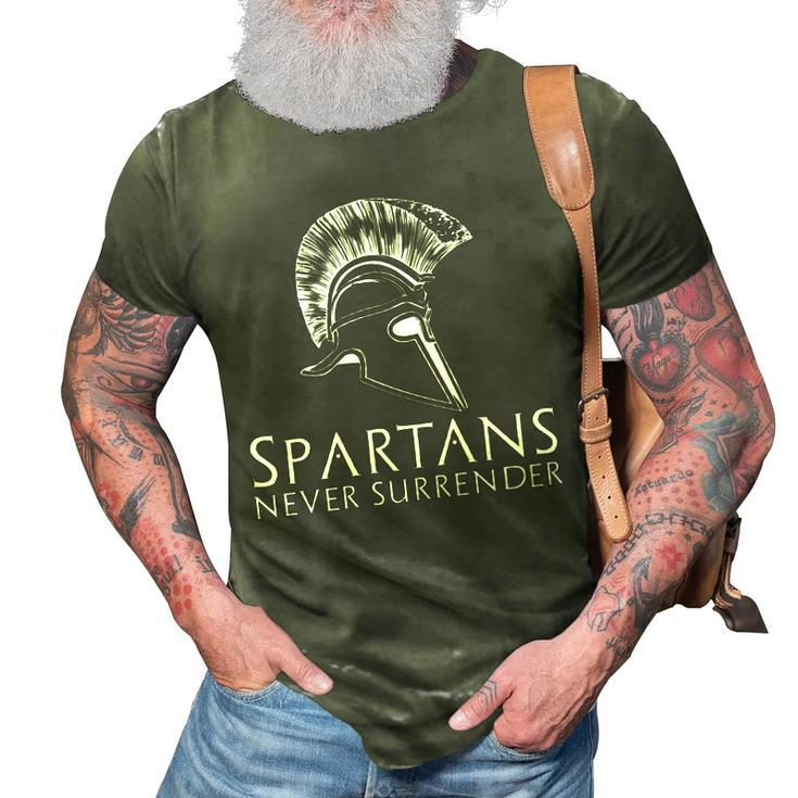 Ancient Spartan Greek History - Spartans Never Surrender   3D Print Casual Tshirt