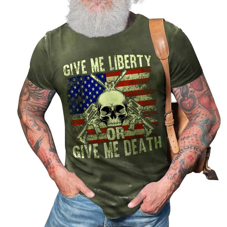 Ar-15 Give Me Liberty Or Give Me Death Skull - Ar15 Rifle  3D Print Casual Tshirt
