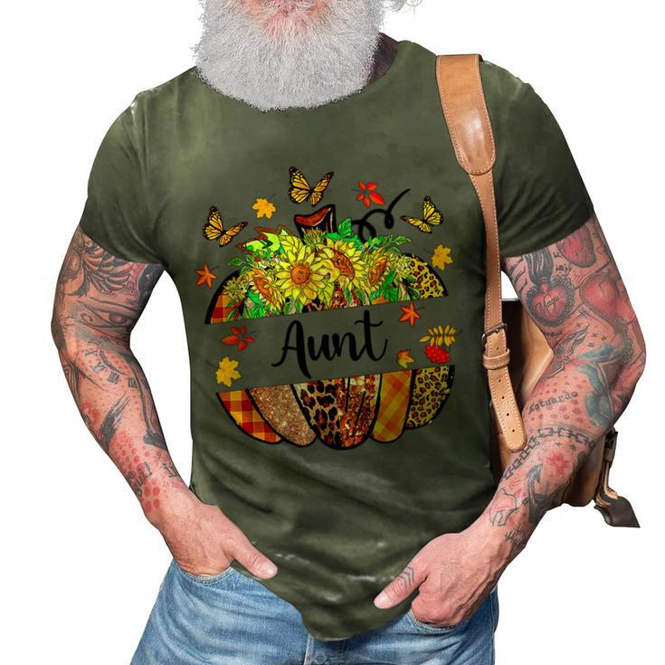 Aunt Fall Leopard Pumpkin Sunflowers Autumn Thanksgiving  3D Print Casual Tshirt