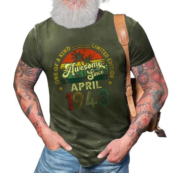 Awesome Since April 1943 Vintage 80Th Birthday For Men Women 3D Print Casual Tshirt