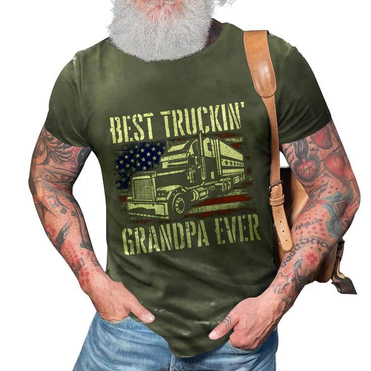 Best Truckin Grandpa Gift Big Rig Semi Truck Driver Trucker Gift 3D Print Casual Tshirt
