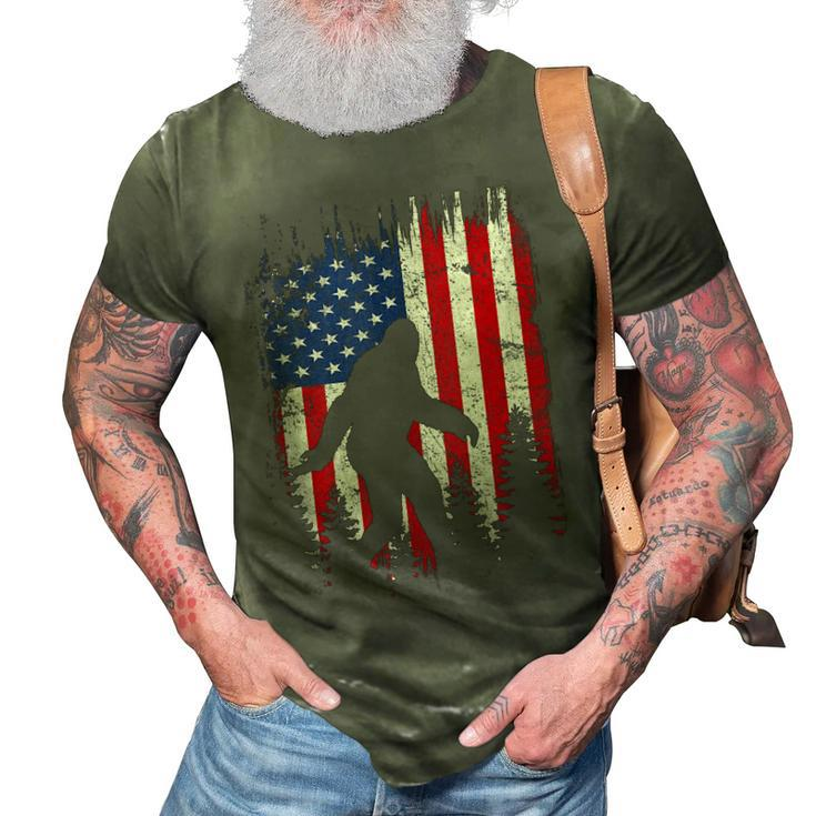 Bigfoot American Usa Flag Patriotic 4Th Of July  3D Print Casual Tshirt