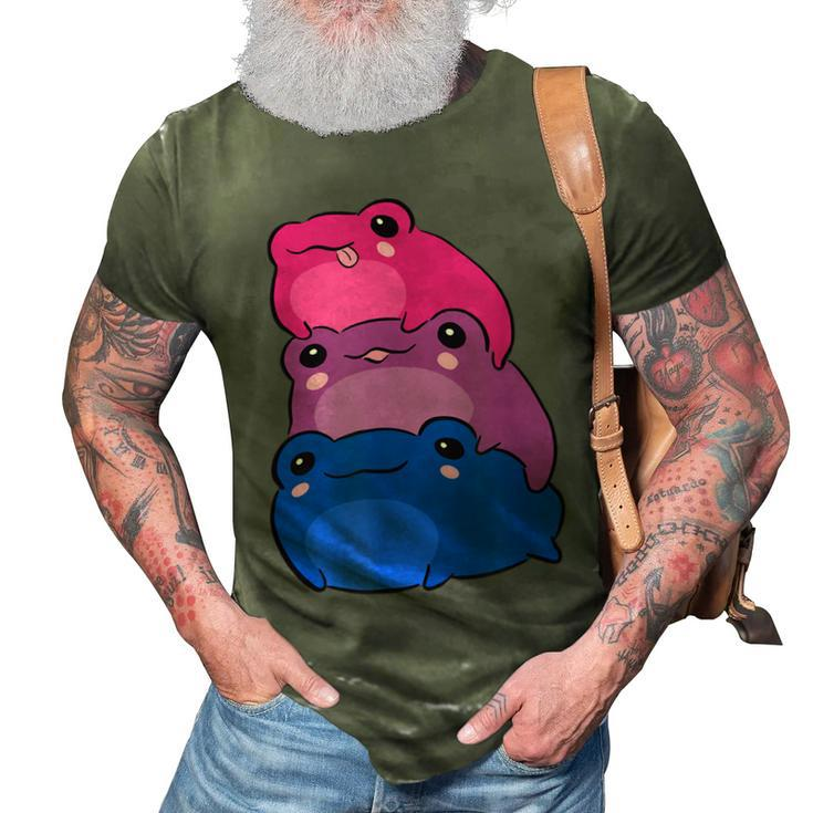 Bisexual Flag Color Frogs Subtle Bi Pride Lgbtq Aesthetic  V2 3D Print Casual Tshirt