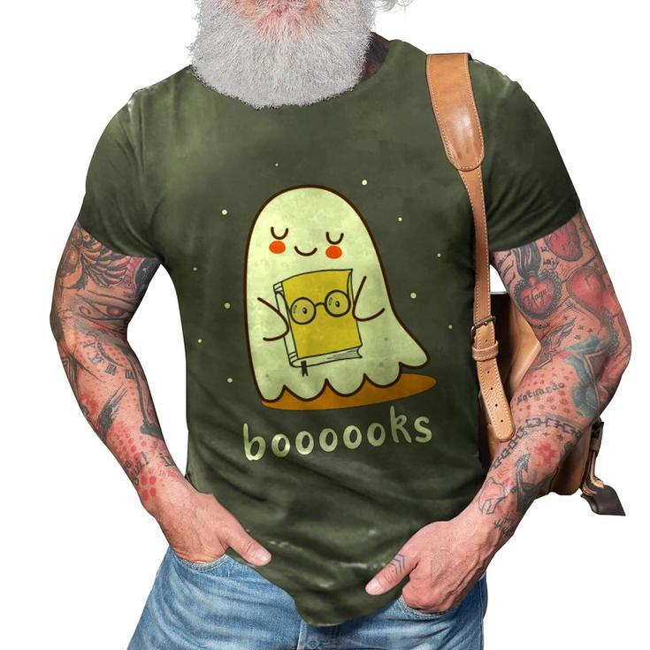 Booooks Cute Ghost Reading Library Books Halloween Teacher  3D Print Casual Tshirt