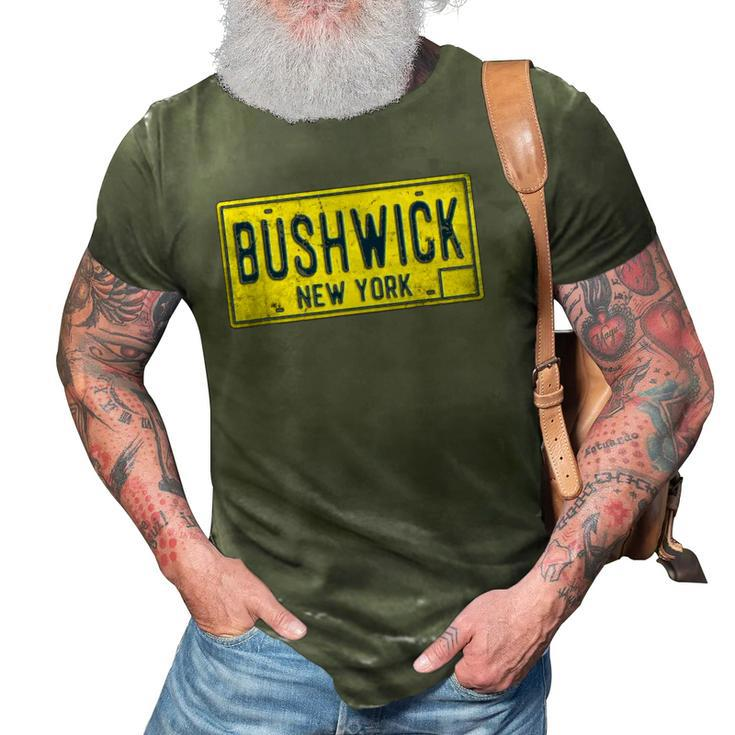 Bushwick Brooklyn New York Old Retro Vintage License Plate 3D Print Casual Tshirt
